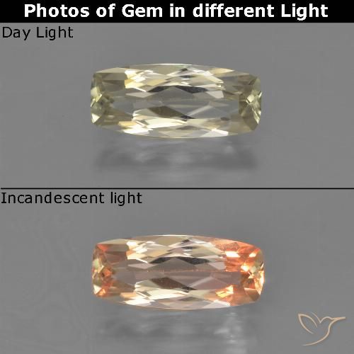 1.27ct Natural Amarillo dorado muy claro Diásporo con Cambio de Color, Forma Cojín, VVS