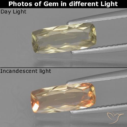 1.14ct Natural Amarillo muy pálido Diásporo con Cambio de Color, Forma Cojín, VVS