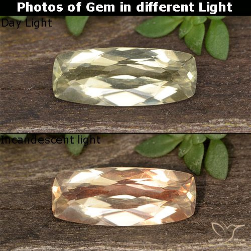 1.18ct Natural Amarillo claro Diásporo con Cambio de Color, Forma Cojín, VVS