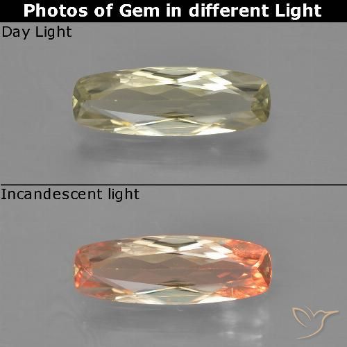 1.10ct Natural Amarillo pálido Diásporo con Cambio de Color, Forma Cojín, VS