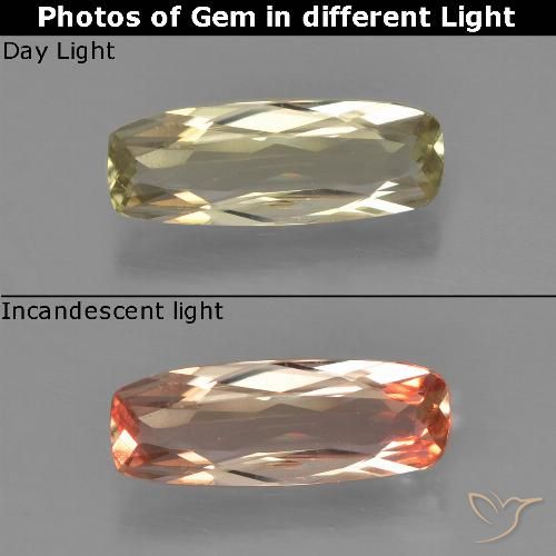 0.90ct Natural Amarillo cálido Diásporo con Cambio de Color, Forma Cojín, VS