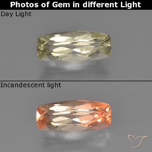 0.93ct Natural Amarillo muy pálido Diásporo con Cambio de Color, Forma Cojín, VS