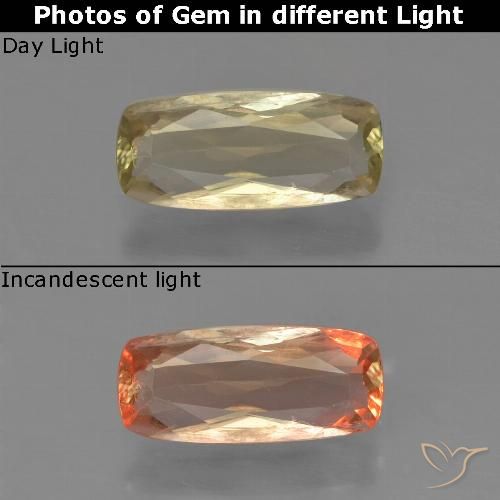 0.95ct Natural Amarillo cálido Diásporo con Cambio de Color, Forma Cojín, VS