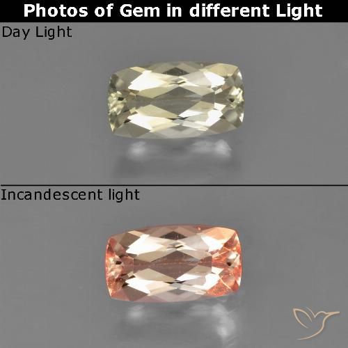0.76ct Natural Amarillo muy claro Diásporo con Cambio de Color, Forma Cojín, VS