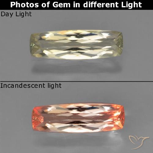 0.87ct Natural Amarillo muy claro Diásporo con Cambio de Color, Forma Cojín, VS