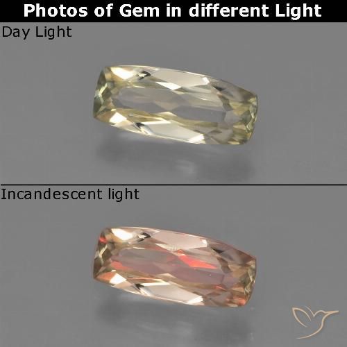 0.64ct Natural Amarillo dorado muy claro Diásporo con Cambio de Color, Forma Cojín, VVS