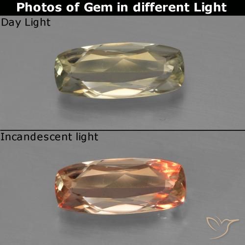 0.81ct Natural Amarillo muy claro Diásporo con Cambio de Color, Forma Cojín, VVS