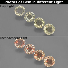 Gemas de diasporo con cambio de color amarillo natural de 1,74 ct, corte redondo, VVS-VS