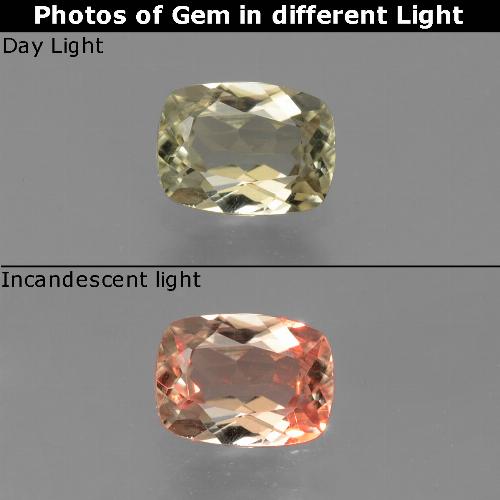 Diásporo con Cambio de Color Amarillo dorado muy claro natural de 0.74 ct, Corte Cojín, VVS-VS