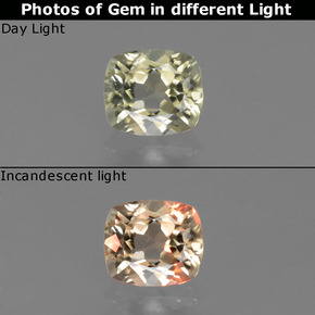 Diasporo con cambio de color multicolor natural de 0,77 ct, corte cojín, VVS-VS
