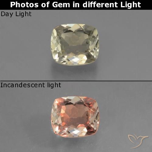 0.62ct Natural Amarillo dorado muy claro Diásporo con Cambio de Color, Forma Cojín, VVS