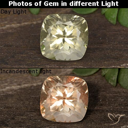 0.81ct Natural Amarillo muy claro Diásporo con Cambio de Color, Forma Cojín, VVS-VS