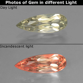 Diasporo con cambio de color cambio de color natural de 1,14 ct, en forma de pera, VVS-VS