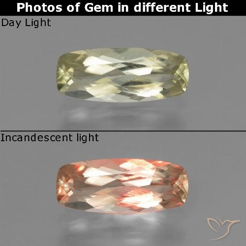0.96ct Natural Amarillo claro Diásporo con Cambio de Color, Forma Cojín, VVS-VS