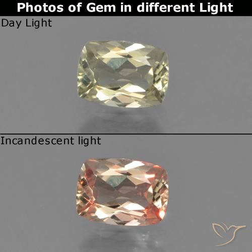 0.63ct Natural Amarillo claro Diásporo con Cambio de Color, Forma Cojín, VVS-VS