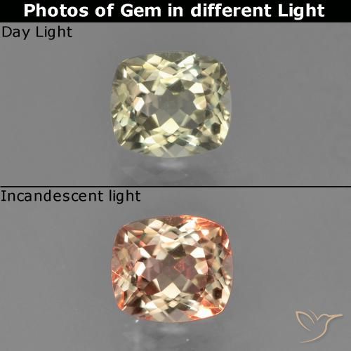 0.76ct Natural Amarillo claro Diásporo con Cambio de Color, Forma Cojín, VVS-VS