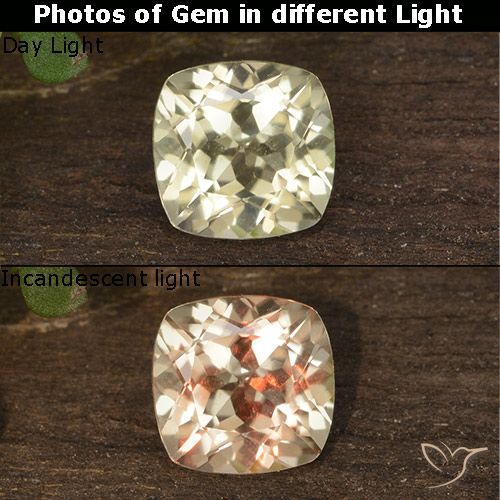 0.74ct Natural Amarillo pálido Diásporo con Cambio de Color, Forma Cojín, VVS-VS