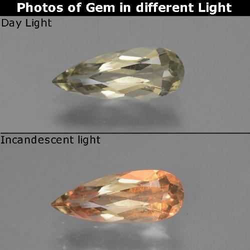 Diasporo con cambio de color amarillo natural de 1,36 ct, en forma de pera, VVS-VS