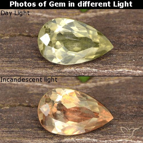 0.80ct Natural Amarillo muy claro Diásporo con Cambio de Color, En forma de pera, VVS-VS