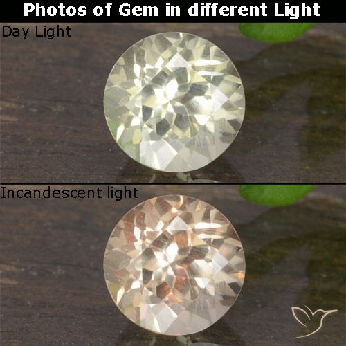 0.61ct Natural Amarillo muy claro Diásporo con Cambio de Color, Redondo, VVS-VS