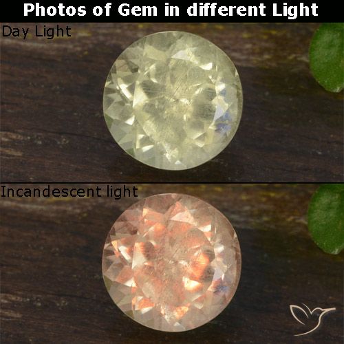 0.64ct Natural Amarillo claro Diásporo con Cambio de Color, Redondo, VVS-VS