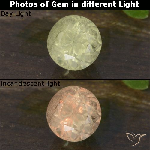 0.63ct Natural Amarillo claro Diásporo con Cambio de Color, Redondo, VS-SI