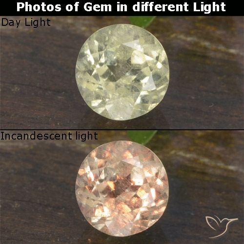 0.65ct Natural Amarillo claro Diásporo con Cambio de Color, Redondo, VS