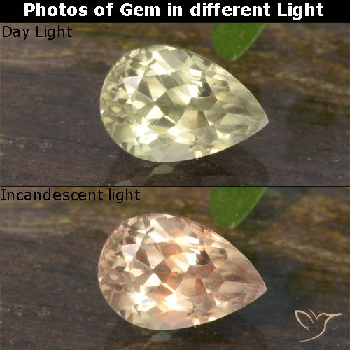 0.69ct Natural Amarillo claro Diásporo con Cambio de Color, En forma de pera, VVS-VS