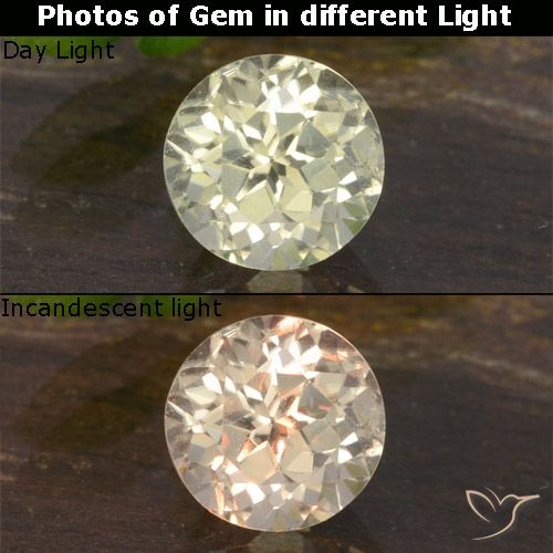 0.70ct Natural Amarillo pálido Diásporo con Cambio de Color, Redondo, VVS-VS