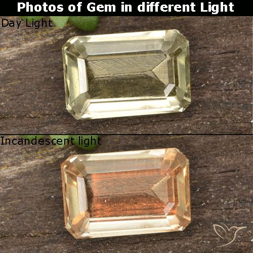 0.72ct Natural Amarillo claro Diásporo con Cambio de Color, corte esmeralda, VVS-VS