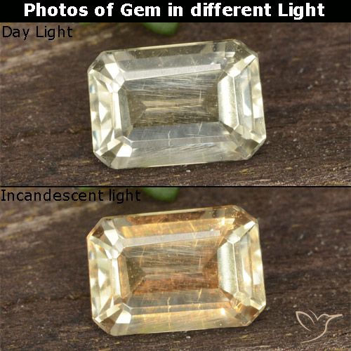 0.73ct Natural Amarillo claro Diásporo con Cambio de Color, corte esmeralda, VVS-VS