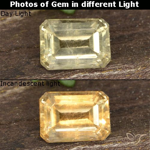 0.73ct Natural Amarillo muy claro Diásporo con Cambio de Color, corte esmeralda, VVS-VS
