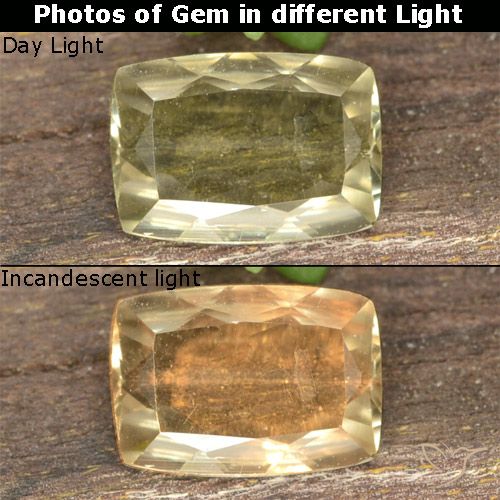 0.73ct Natural Amarillo claro Diásporo con Cambio de Color, Forma Cojín, VS, Photo A