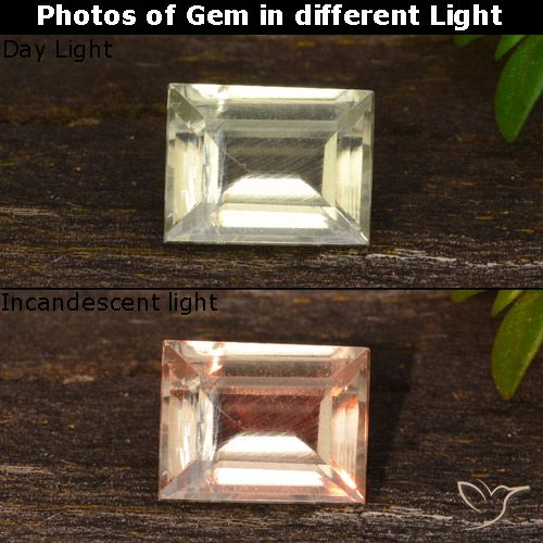 0.51ct Natural Beige amarillo Diásporo con Cambio de Color, Corte Baguette, VS