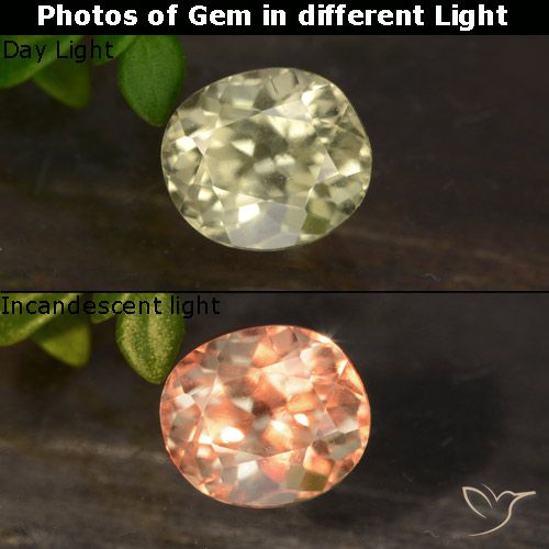 0.80ct Natural Amarillo muy pálido Diásporo con Cambio de Color, Ovalada, VVS-VS