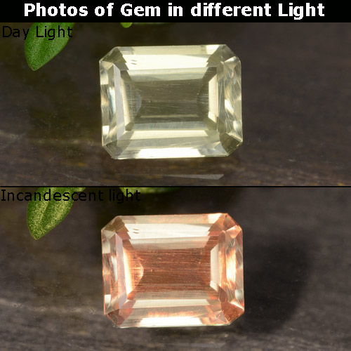 Diásporo con Cambio de Color Amarillo muy claro natural de 0.70 ct, corte esmeralda, VS