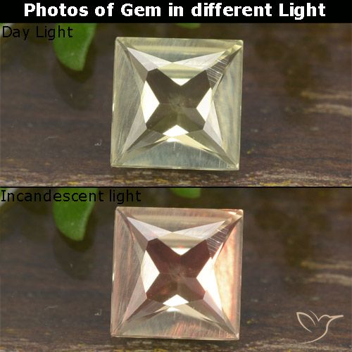 0.66ct Natural Amarillo muy claro Diásporo con Cambio de Color, Cuadrado, VVS-VS