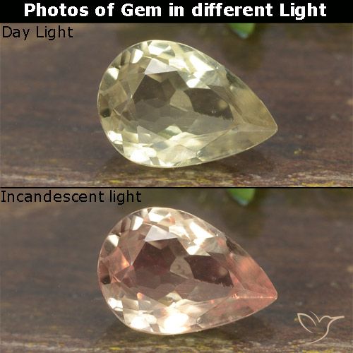 0.79ct Natural Amarillo claro Diásporo con Cambio de Color, En forma de pera, VVS-VS