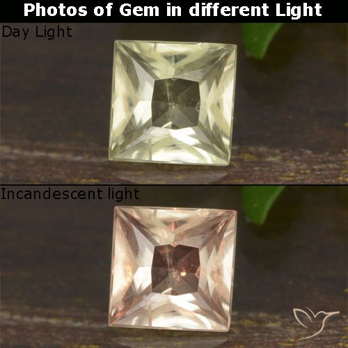 0.50ct Natural Amarillo claro Diásporo con Cambio de Color, Cuadrado, VS