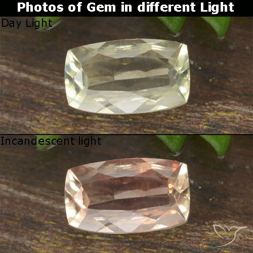 0.71ct Natural Amarillo claro Diásporo con Cambio de Color, Forma Cojín, VVS-VS