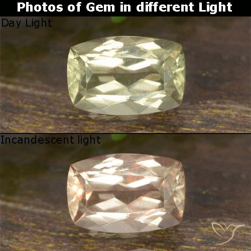 0.75ct Natural Amarillo pálido Diásporo con Cambio de Color, Forma Cojín, VVS-VS