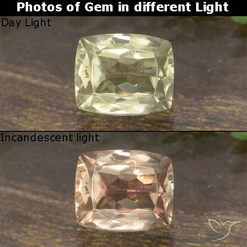0.83ct Natural Amarillo claro Diásporo con Cambio de Color, Forma Cojín, VVS-VS
