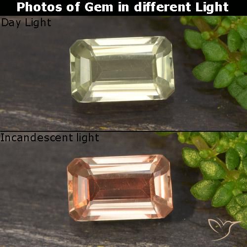 0.66ct Natural Amarillo dorado claro Diásporo con Cambio de Color, corte esmeralda, VVS-VS