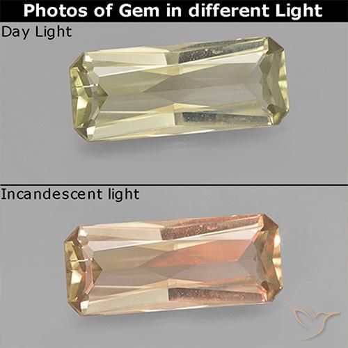 2.53ct Natural Amarillo claro Diásporo con Cambio de Color, corte esmeralda, VVS-VS