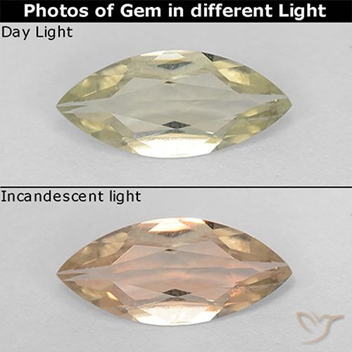 0.79ct Natural Amarillo pálido Diásporo con Cambio de Color, Marquesa, VS