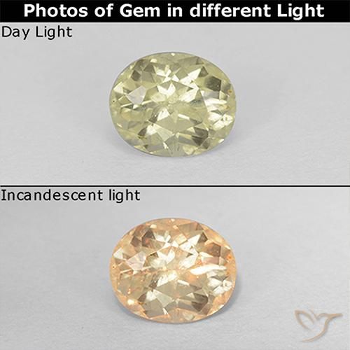 0.65ct Natural Amarillo claro Diásporo con Cambio de Color, Ovalada, VS