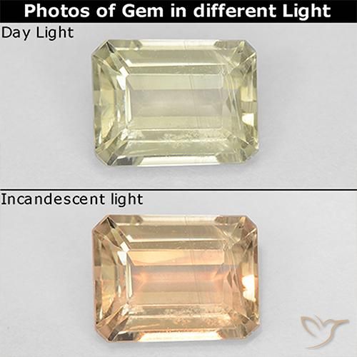 1.20ct Natural Amarillo muy claro Diásporo con Cambio de Color, corte esmeralda, VS