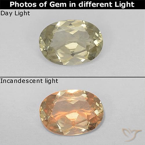 0.61ct Natural Amarillo claro Diásporo con Cambio de Color, Ovalada, VS