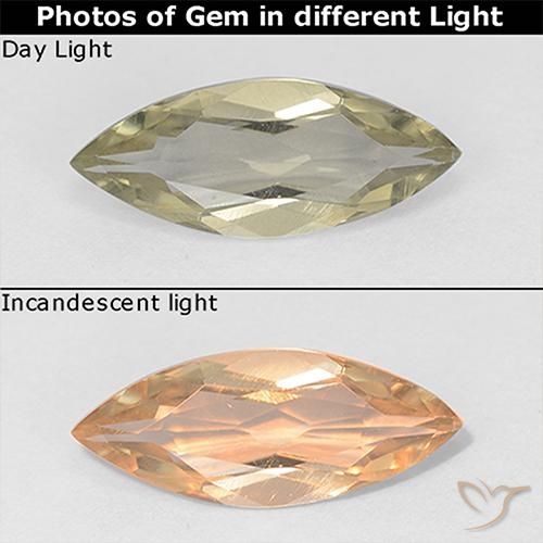 0.90ct Natural Amarillo claro Diásporo con Cambio de Color, Marquesa, VVS-VS