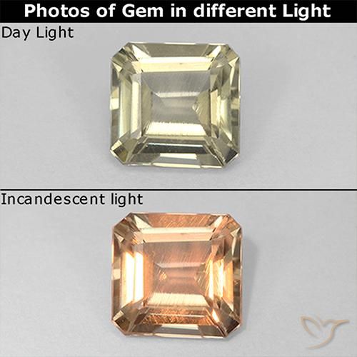 0.86ct Natural Amarillo claro Diásporo con Cambio de Color, corte esmeralda, VS